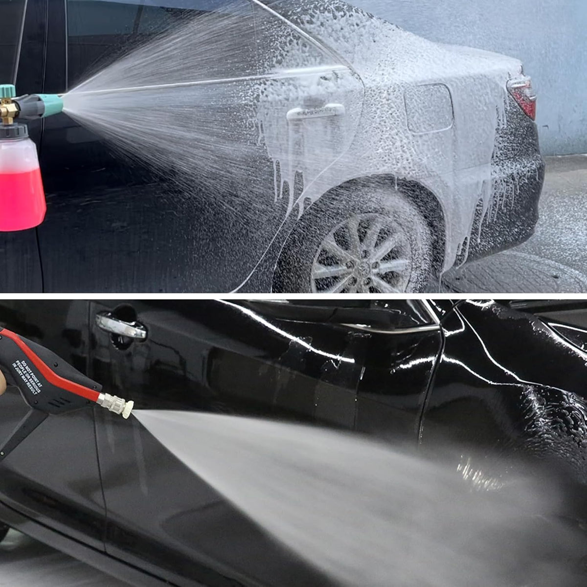 Sooprinse Pressure Washer Gun with Foam Cannon Snow Foam Lance, Short Pressure Washer Gun with Foam Cannon with 1/4 Inch Quick Connector, Power Washer Foam Blaster with Car Wash Mitt, 4000 PSI,1 Liter