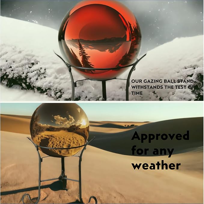 12" Tall Iron Gazing Ball Stand, Classic Stylelish Garden Hardware Metal holder for 8/10/12-Inch, Strong and Durable handmade Gazing Globe Display Stand Decoration for Outdoor, Home, Yards