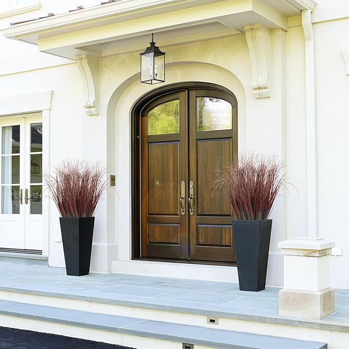 12Pcs Artificial Grass Plants, Faux Shrubs Wheat Grass, Artificial Tall Grasses Fake Plants for Outdoor Decor,Artificial Greenery Stems Weed for Room Indoor Home Decor（Red）