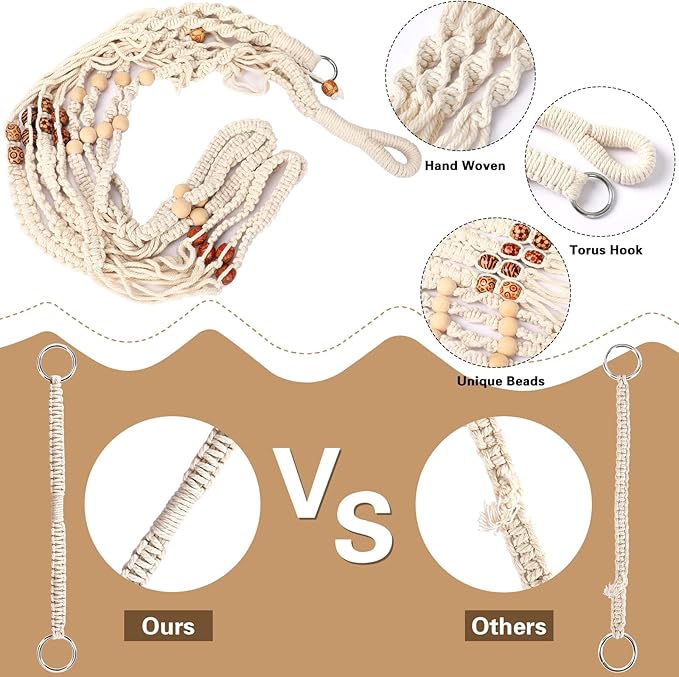 Augshy Macrame Plant Hanger, 2Pcs Hanging Plant Holder with Extender Plant Hangers for Indoor Outdoor Decor Macrame Hanging Planter Basket with 4 Hooks