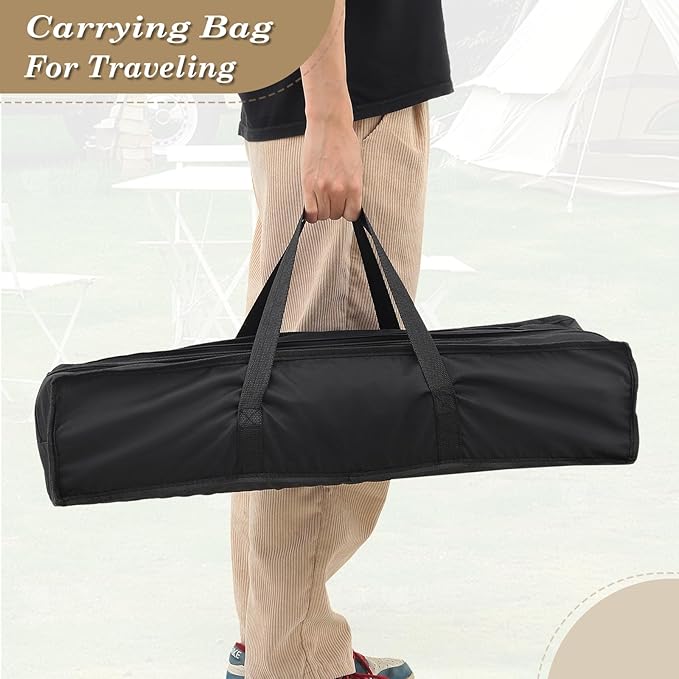 Athena Collection Foldable Camping Table, 47" Aluminum Outdoor Folding Camp Table with Mesh Layer Telescopic Legs and Carry Bag, Lightweight and Portable for Outdoor Camping Picnic Grilling, Silver