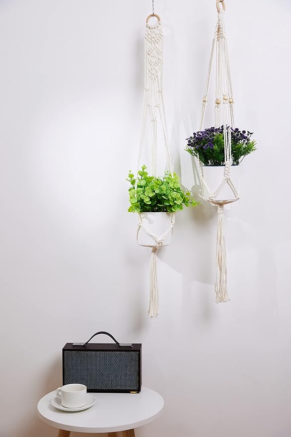 5 Packs Plant Hangers Indoor, Macrame Plant Hangers, Indoor Plant Hangers, Indoor Planter, Wall Plant Hanger, Hanging Planters for Indoor Plants, Hanging Planters for Outdoor Plants, Plant Lover Gifts