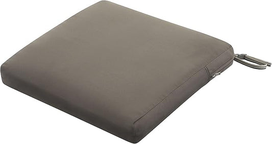 Classic Accessories Ravenna Water-Resistant 19 x 19 x 3 Inch Patio Seat Cushion, Dark Taupe, Chair Seat Cushion