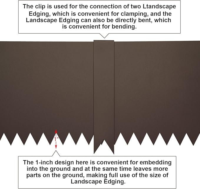 40" L x 8" H Metal Landscape Edging, Heavy Duty Galvanized Steel Garden Edging,6 Pack Steel Landscape Edging with Clips for Lawn, Flower Bed, Yard (Brown)