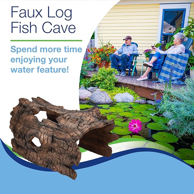 Aquascape 78324 Koi Predator Control Faux Log Fish Cave, Brown
