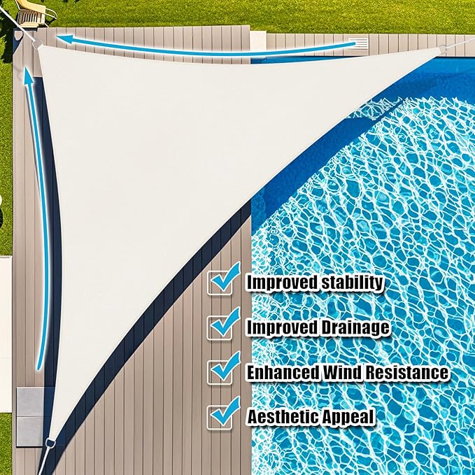 Amagenix Sun Shade Sail 10'X10'X14.1' Curved Edge Outdoor Shade Canopy Cream Breathable 95% UV Block Shade Cloth for Patio Garden Backyard (We Make Custom Size)