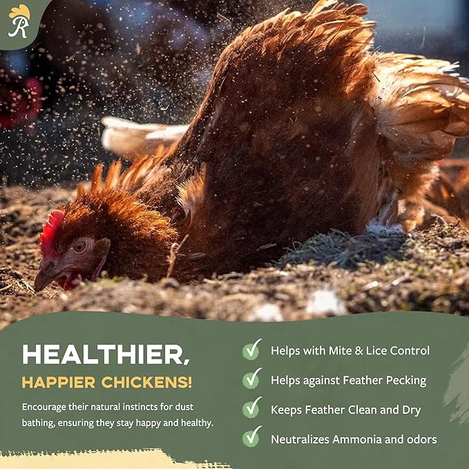 Chicken Dust Bath - 7lbs, Made in USA Natural Dust Bath for Chickens - Ideal Chicken Dust for Bath Tub Mix - Poultry Dust Powder for Chicken Coop