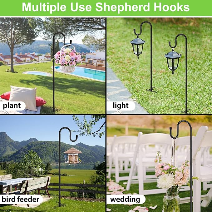 Bird Feeder Pole, 62" Shepherds Hooks for Outdoor, Hummingbird Feeders Stand Heavy Duty with Stable 5-Prong Base, Hanging Plant Shepherd Hook Hanger Stick for Outside Garden Yard Wedding