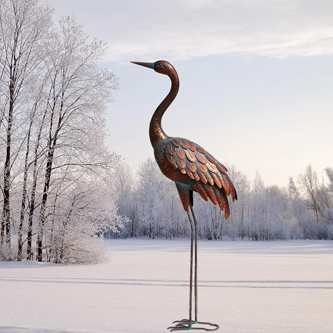 chisheen Outdoor Garden Crane Statues and Sculptures Metal Yard Art Statue for Garden Decoration Large Size