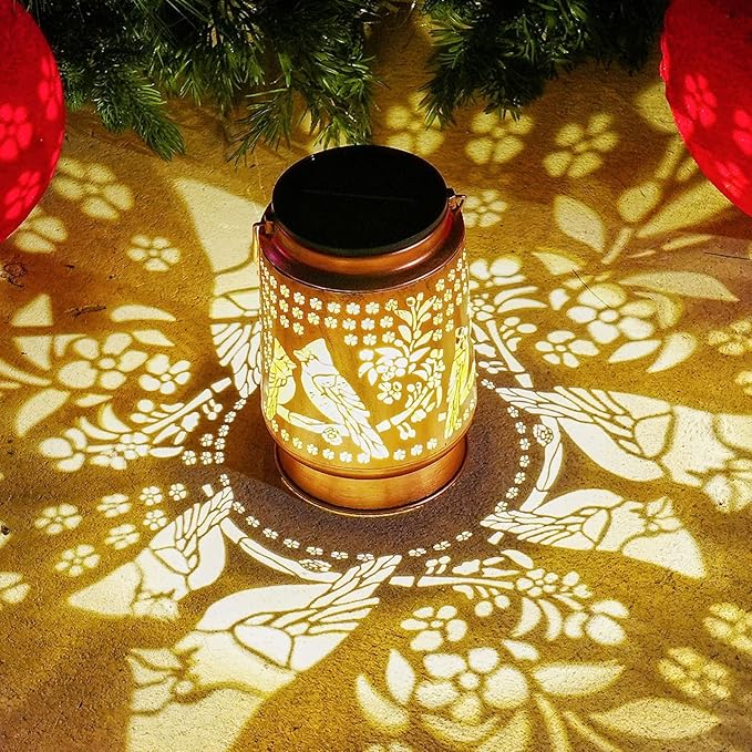 Cardinal Solar Lanterns Outdoor Waterproof, 5.9" Dia, 8.7" H Large Solar Lantern Light with Upgraded 2000mAH Battery, Birthday Gifts for Women Mom Grandma, Garden Decor for Patio Yard Lawn