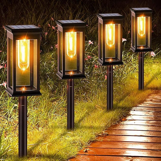 Amzxart 8 Pack Solar Pathway Lights Outdoor,Bright Solar Outdoor Lights Waterproof,Auto-on/Off Pathway Light Solar Powered for Lawn Yard Patio Garden Decoration