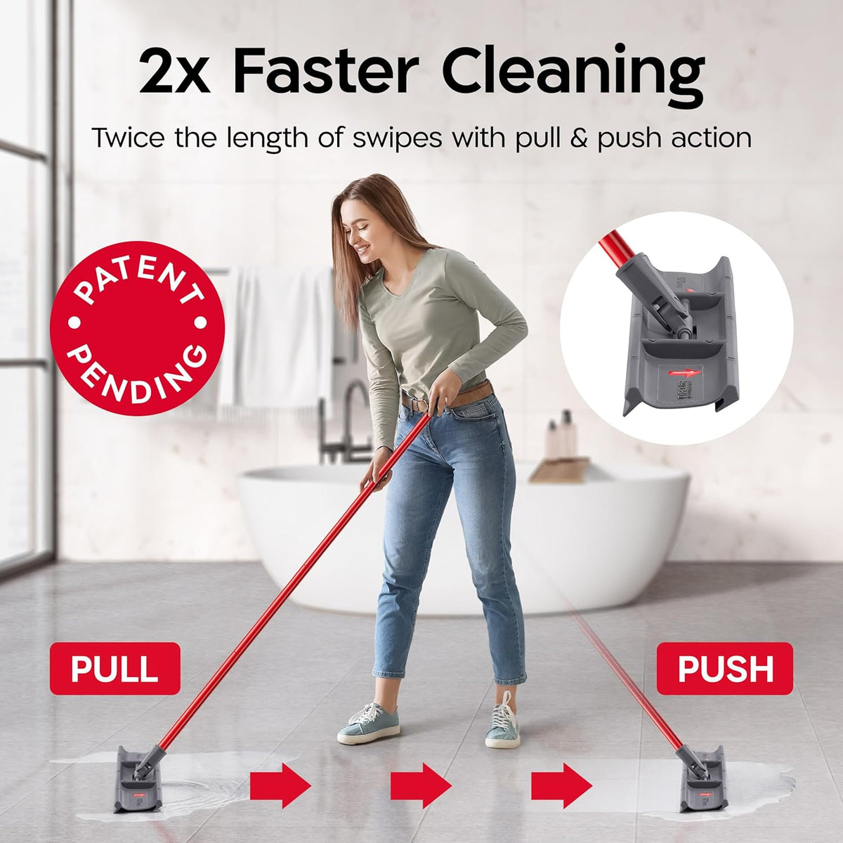 Tyroler MoppyShmoppy 2-in-1 Heavy Duty Floor Squeegee for Concrete Floors & Microfiber Mop 16.5" | Squeegee for Floor with 55" 4-Part Handle | Squeegees Mop | Squeegees Broom for Floors