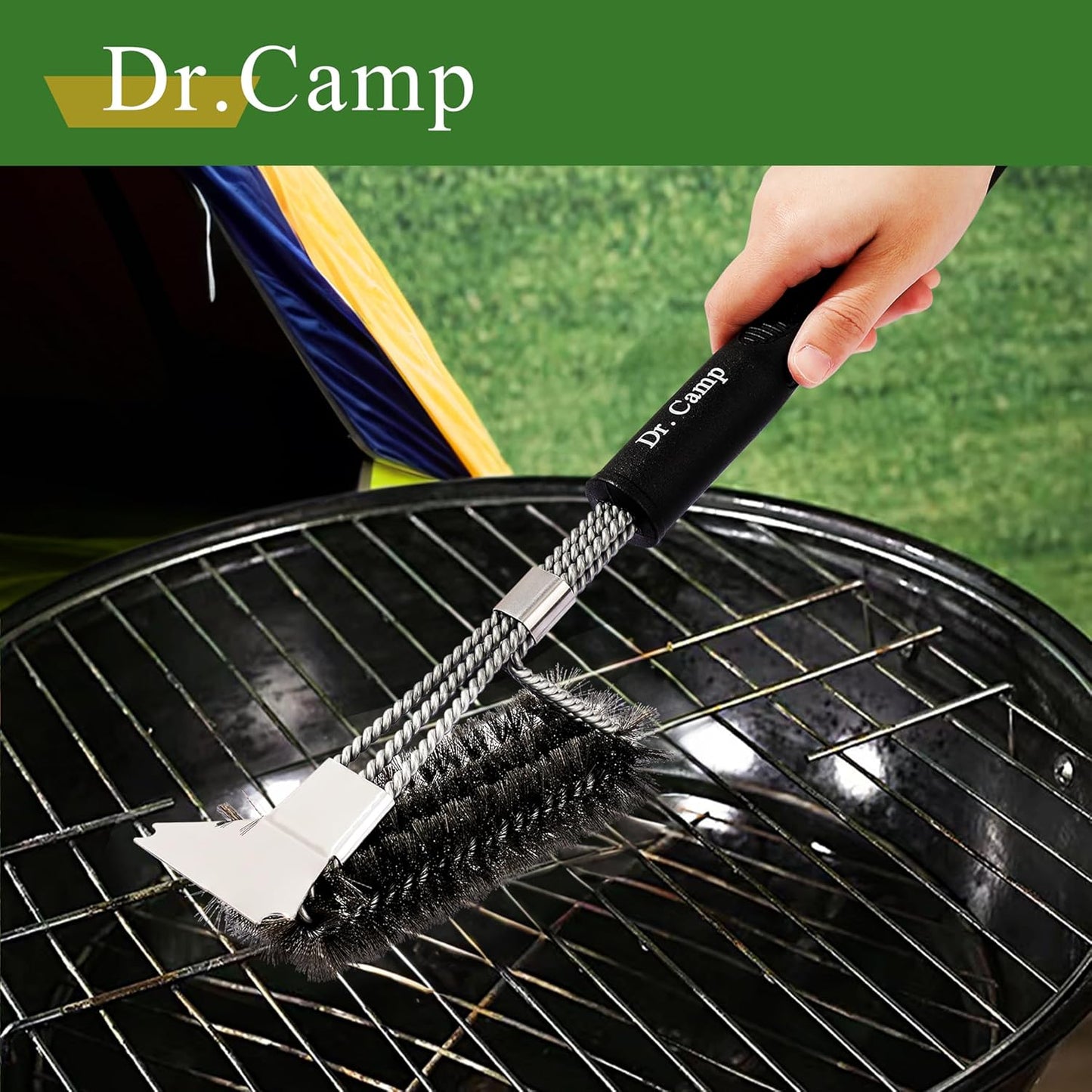 2 PCS Stainless Steel BBQ Grill Brush,BBQ Brush,Grill Scraper, Grill Brush for Outdoot,Grill Cleaning Brush, Barbecue Tool Set with Big Handle for Outdoor Grill