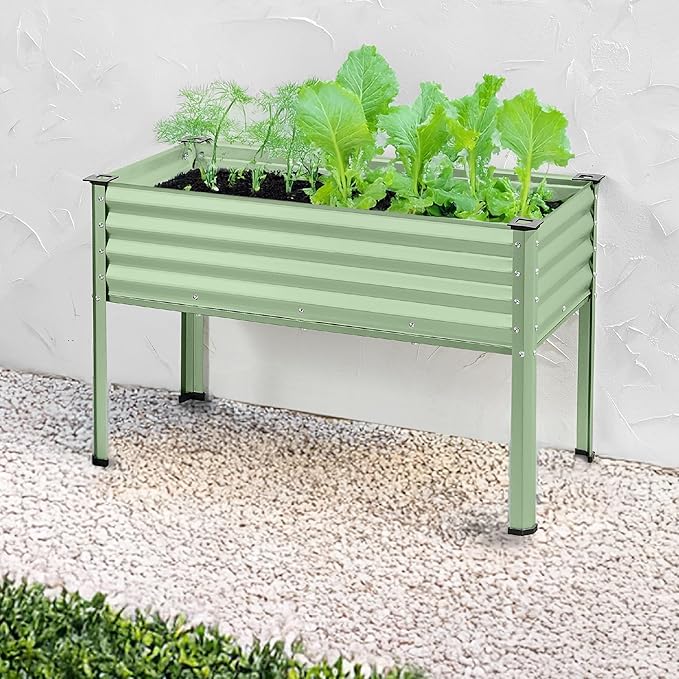 Best Choice Products 48x24x30in Galvanized Raised Garden Bed, Metal Elevated Planter Box, Vegetable Garden for Backyard, Patio, Balcony - Sage Green