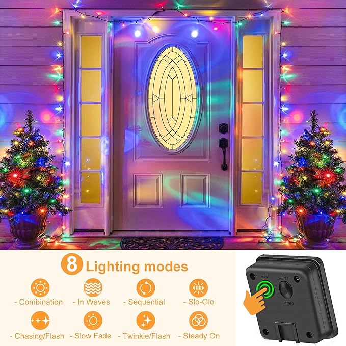 2 Pack Solar String Lights for Outside, Each 40Ft 120 LED Solar Lights Outdoor, 8 Modes Waterproof Solar Powered Fairy Twinkle Light for Backyard Patio Tree Party Garden Decoration, Multicolor