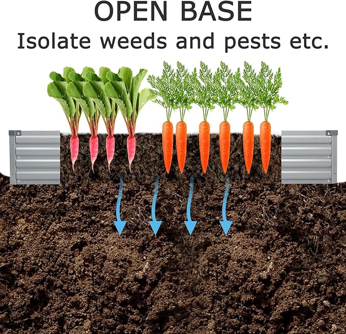 6x1.5x1ft(2 Pack) Galvanized Raised Garden Bed,Outdoor Planter Box Metal Patio Kit Planting Bed for Vegetables Flowers Herb,Silver