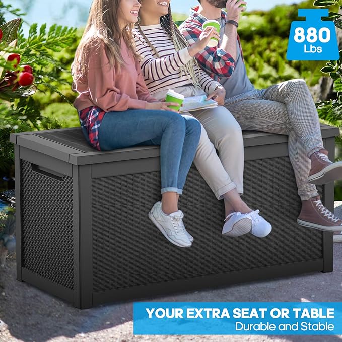 260 Gallon Outdoor Storage Box – Waterproof Deck Box for Garden & Patio,Black