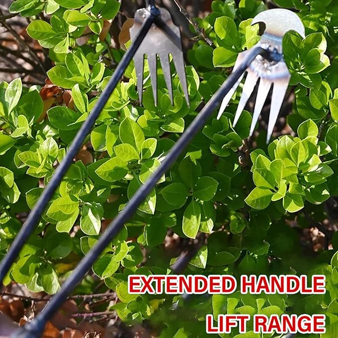 Amposei Weeding Artifact Uprooting Weeding Tool, Multifunctional Weeder, Hand Weeder Tool, Stand Up Weed Puller Tool with Handle for Garden Yard Farm Weed Removal (20in, Metal 2PCS)