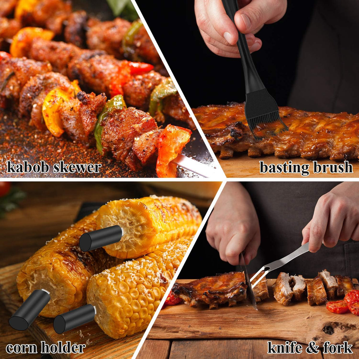 ROMANTICIST 27pcs Heavy Duty Grilling Gifts for Men Dad Fathers Day, Extra Thick BBQ Accessories Tools Set, Stainless Steel Grill Utensils Kit with Meat Claws, Carrying Bag for Outdoor Camping Black