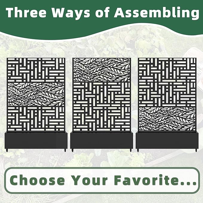 Casaphoria Metal Raised Garden Bed with Trellis and Wheels, 72"x47" Planter Box for Climbing Plants, Vines & Vegetables, Features Drainage Holes, Helen &Spring