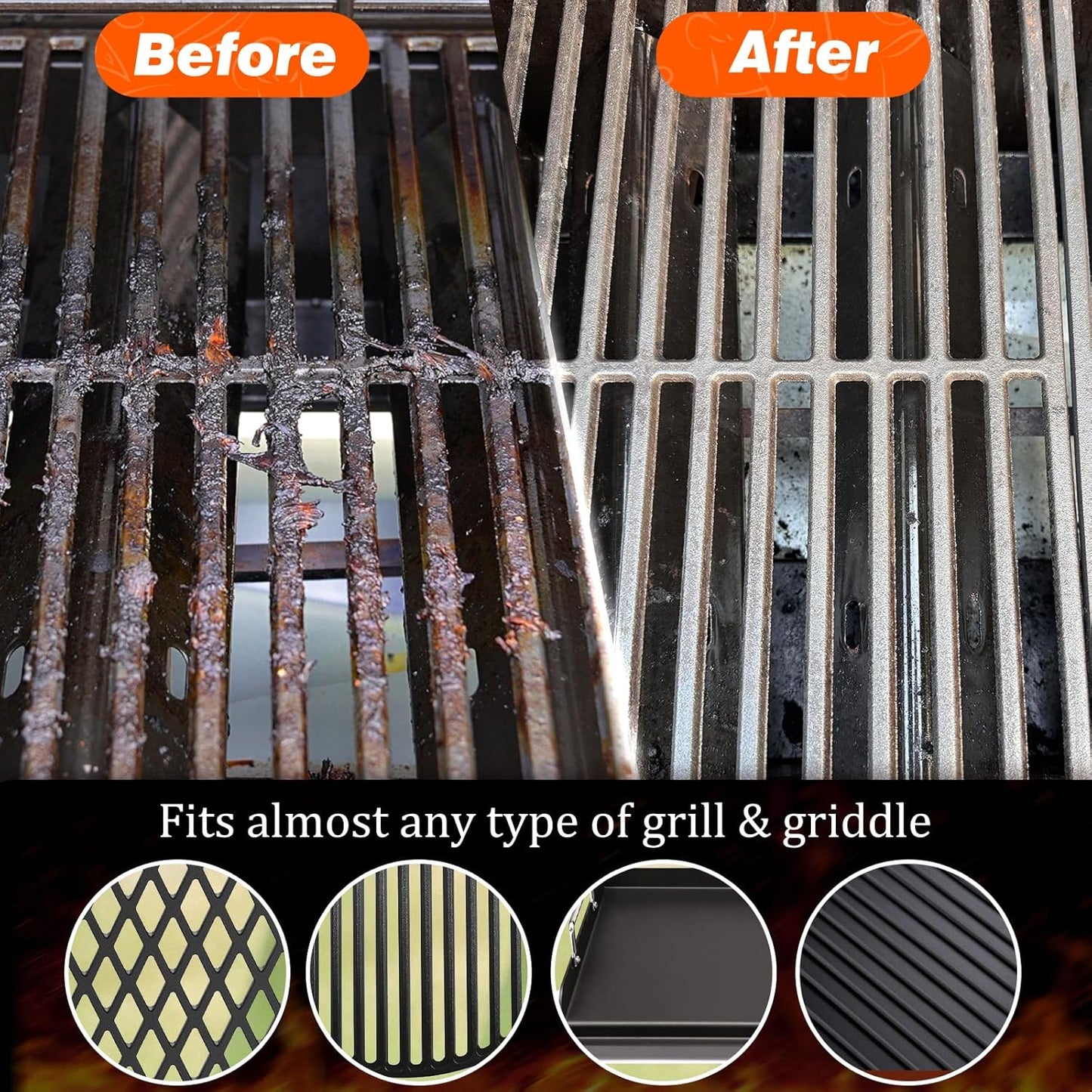 Grill Brush for Outdoor Grill, 18" Bristle Free Steam Grill Brush with SuS304 Stainless Steel Scraper, Grilling Accessories Fit for All Types Grill, Heat-Resistant & Easy to Clean, Black