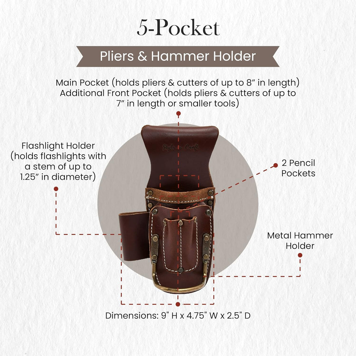 Style n Craft 9-Pocket Carpenter’s Nail and Tool Pouch