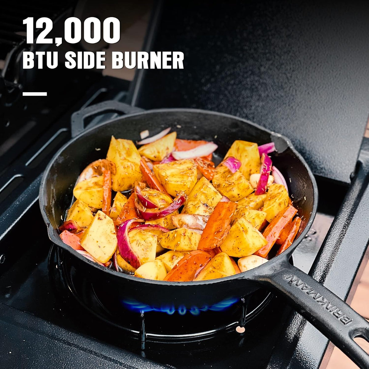 MASTER COOK 4 Burner Gas Grill, 52,000 BTU Cabinet Style Grill, Propane Grill, with Side Burner, Built with Stainless Steel