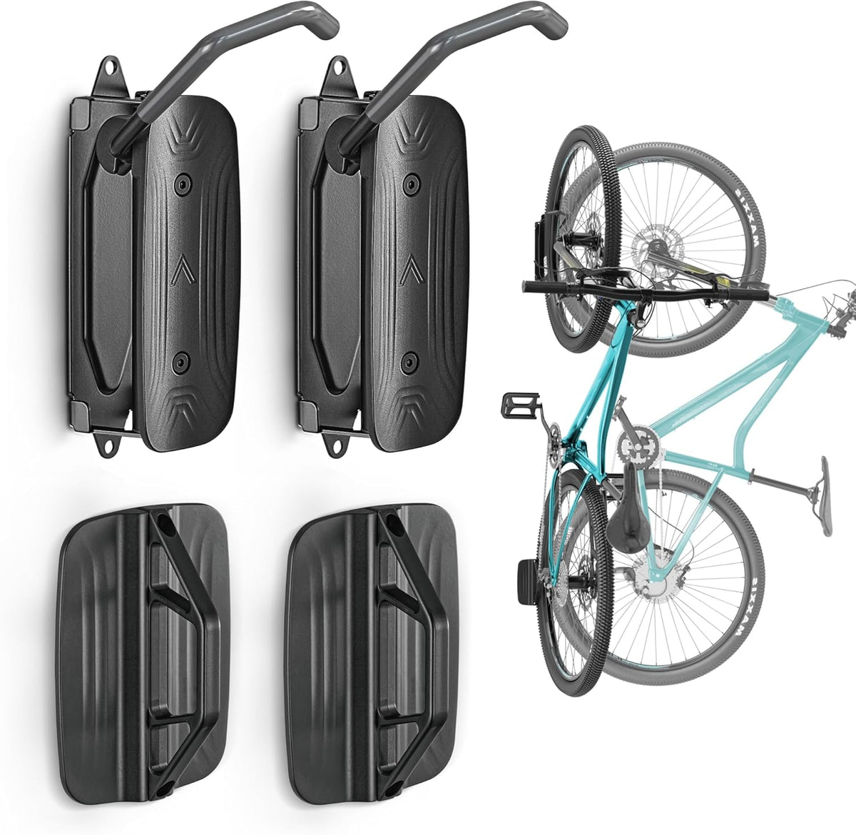 monTEK Swivel Bike Wall Mount – 2 Pack Garage Bike Hanger & Space-Saving Vertical Bike Rack for Garage & Apartment, Sturdy Bike Storage Hook Holds 66 lbs, Easy Installation & Scratch-Proof Design