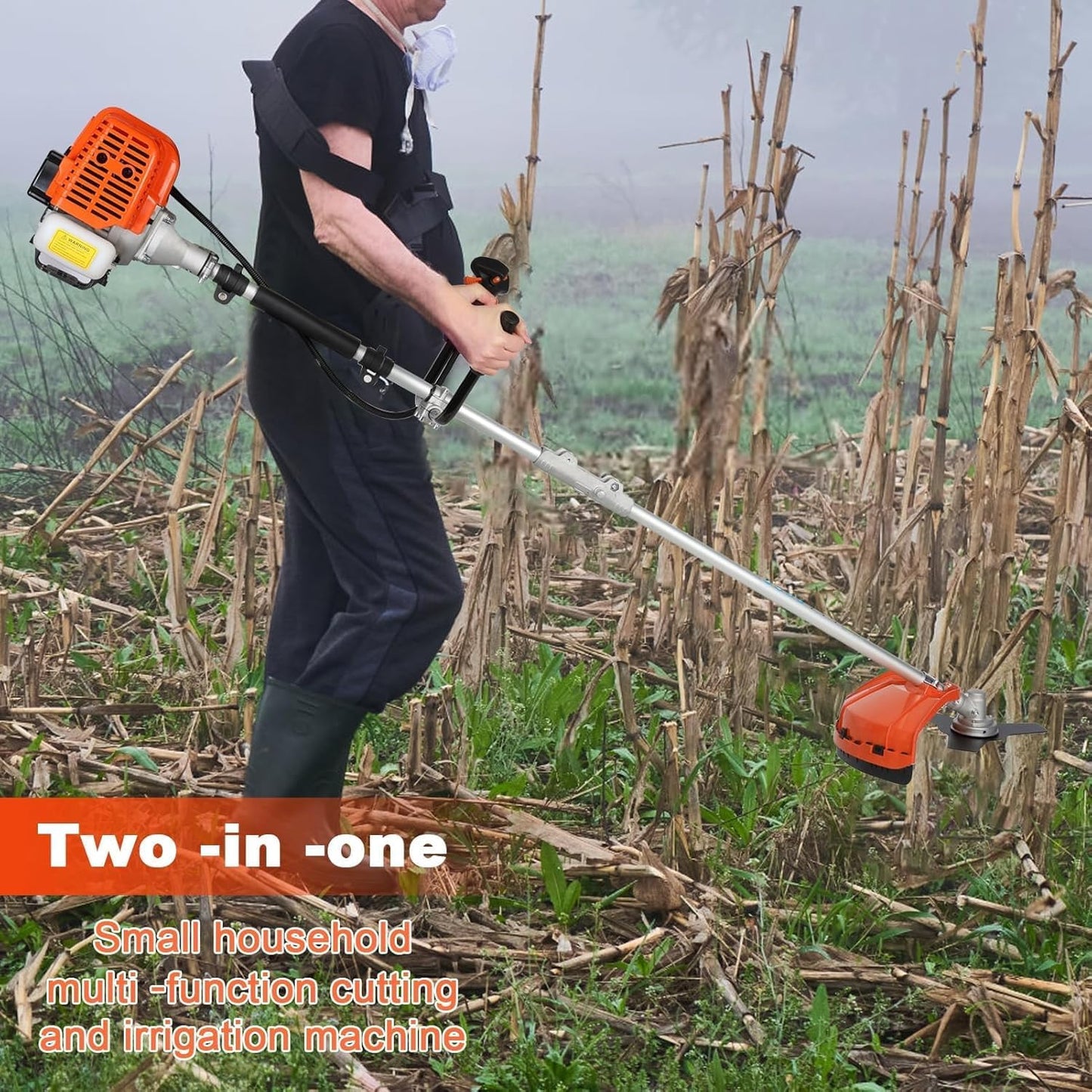 2025 Upgraded Weed Wacker, 52CC Gas Powered Weed Eater, 2 in 1 Gas String Trimmer and Grass Cutter with 3 Teeth Brush Cutter Blade, Lightweight Hedge Trimmer Edger Lawn Tool for Garden Yard