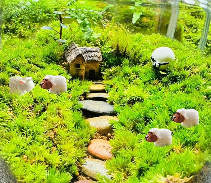 150 Pcs Mini Sheep Figurines Mini Resin Sheep Mini Garden Sheep for Dollhouse Bonsai Micro Landscape Fairy Home Garden Decor DIY Craft