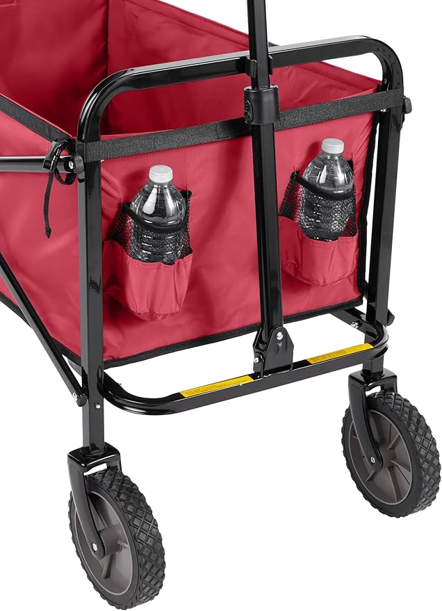 Amazon Basics Collapsible Folding Heavy Duty Utility Wagon for Outdoor Sports, 265 pounds Weight Capacity, Camping, Garden, and Shopping, 27.6 x 40.9 x 20 inches, Red