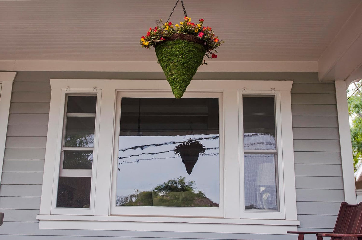 SuperMoss (29280 MossWeave Hanging Basket | Outdoor Hanging Planter with Moss | Decorative Plant Hanger for Porch, Balcony, Garden & Home Décor, Cone, Medium 12.5” D, Green