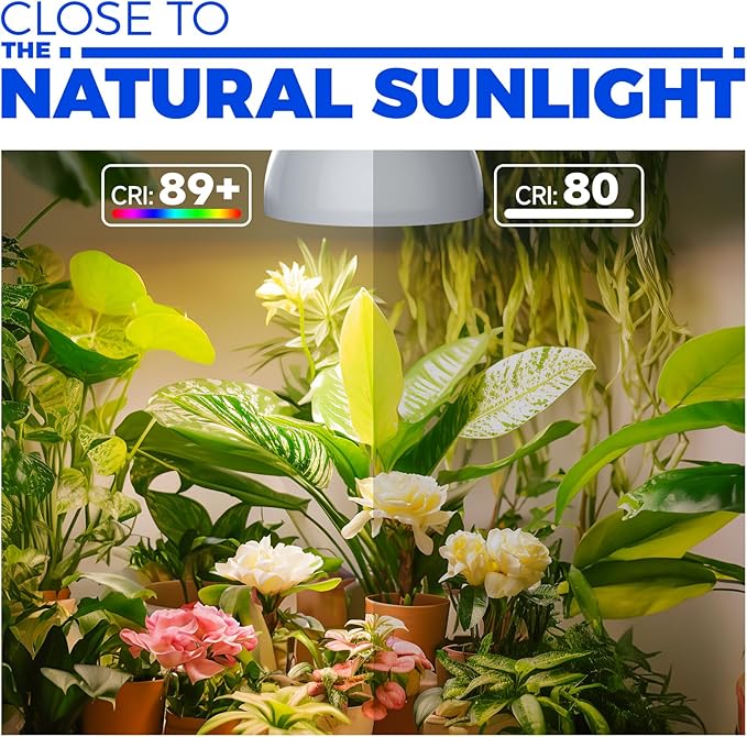 Barrina LED Grow Light Bulb, 50W (2 x 25W) Full Spectrum, with 16.4FT Power Cord, Hanging Grow Lights for Indoor Plants, Large Tall Plant, Garden, Flowers, Greenhouse, 2-Head