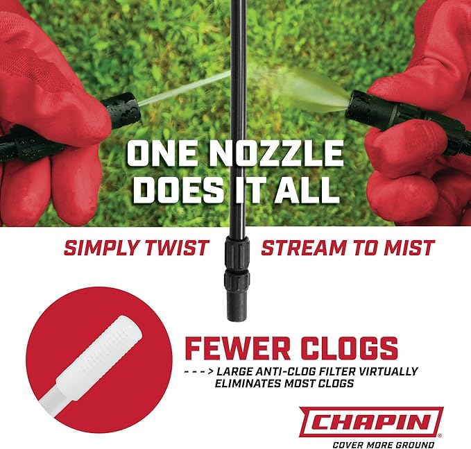 Chapin 20002 Made in USA 2 -Gallon Lawn and Garden Pump Pressured Sprayer, for Spraying Plants, Garden Watering, Lawns, Weeds and Pests, Translucent White