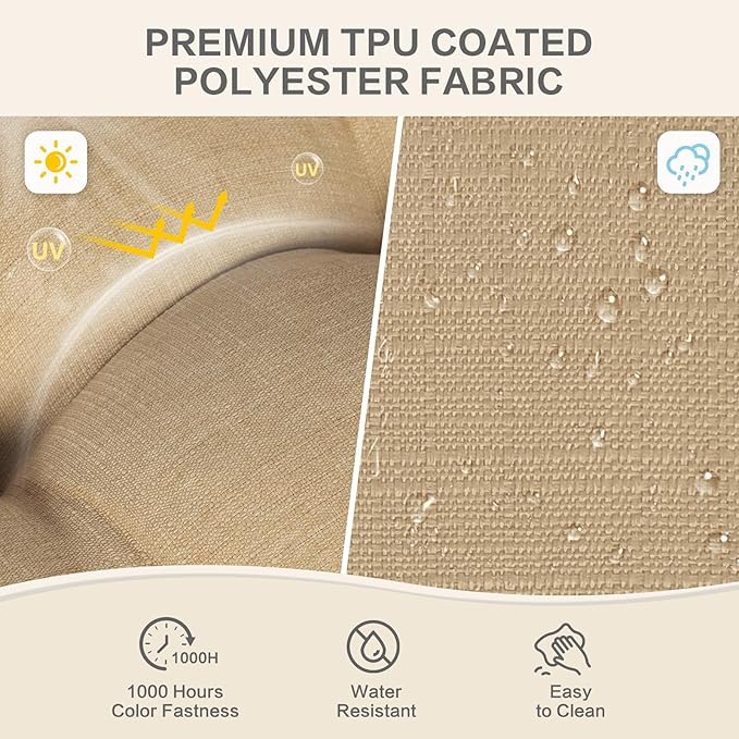 Aoodor 19" x 19" x 5" Tufted Outdoor Chair Cushions, Water Resistant & Fade Resistant Polyester Dining Chair Pads with 2 Straps for Patio Furniture, Set of 4