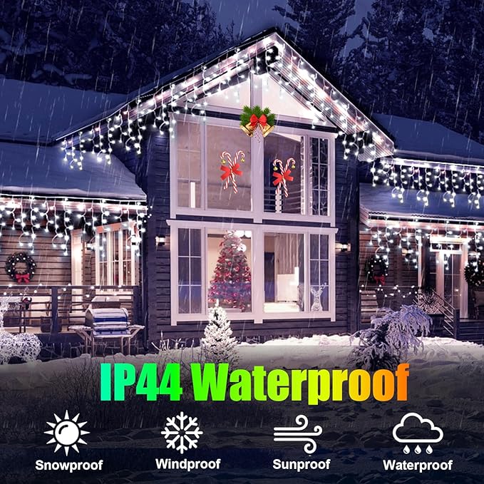 49FT 450LED F8 Upgraded Waterproof Christmas Lights with Memory & Timer - 8 Modes, Perfect for Outdoor, Roof, Home & Wedding Decorations