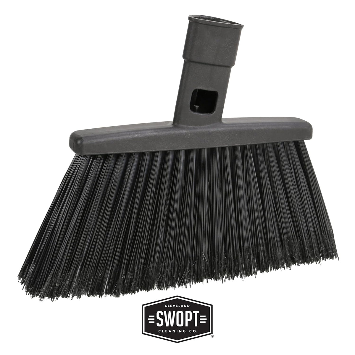 SWOPT 24” Push Broom, Angle Broom + 48” and 60" Steel Handles, Standard Combo — Cleaning Heads with Long Handles Interchangeable with All SWOPT Cleaning Products — Indoor/Outdoor, Black