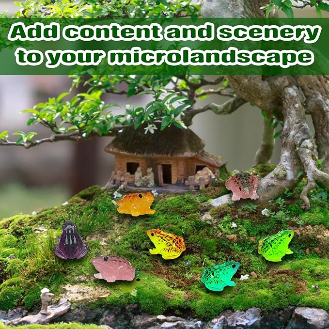 Barydat 40 Pcs Miniature Frog Figurines Luminous Mini Resin Frog Figures Model Garden Decor DIY Terrarium Craft Ornament Accessories for Moss Landscape Decoration (1.38 x 1.18 Inch)