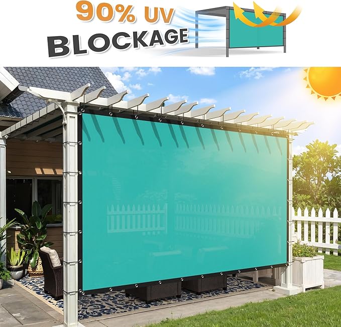 VICLLAX Shade Fabric Sun Shade Cloth with Every 2 FT Grommets for Patio Garden Pergola Cover Canopy 6x23 FT, Turquoise