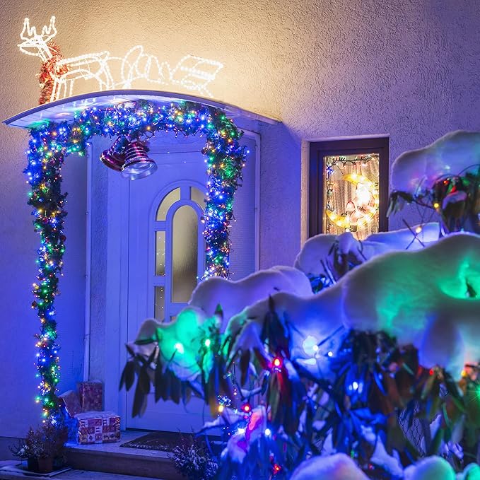 Christmas Lights,100 LED 39FT Outdoor/Indoor Christmas Lights Plug in with 8 Modes & Timer & Memory Function, Waterproof Christmas Lights Outdoor for Holiday Party Christmas Tree Decor