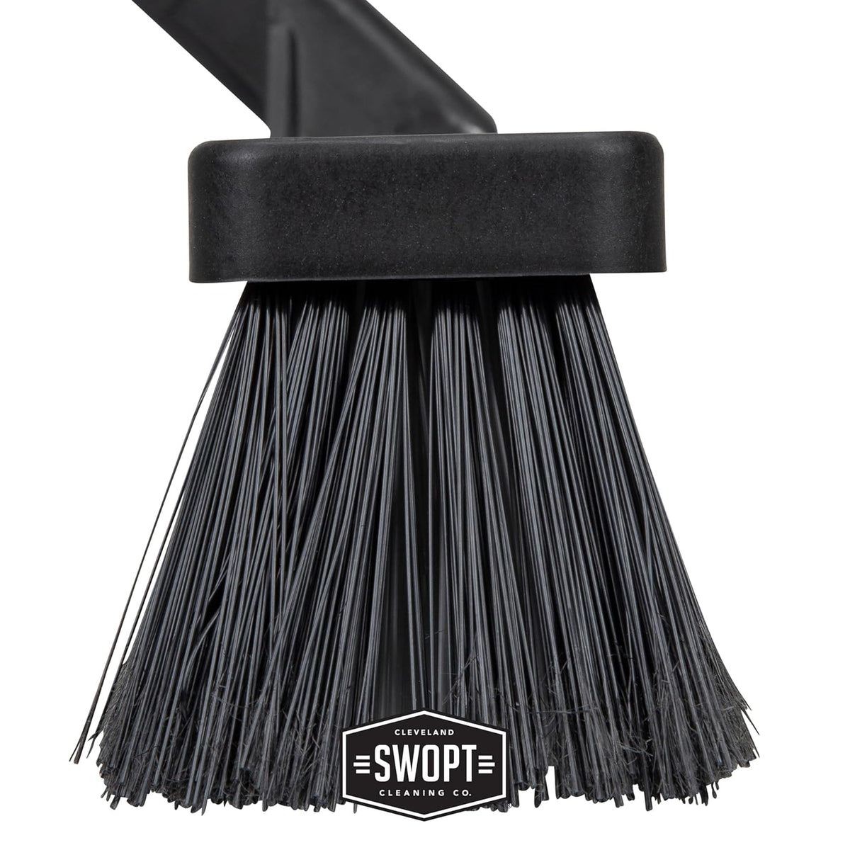 SWOPT 18” Multi-Surface Push Broom + 60" Steel Handle, Standard Combo — Cleaning Head with Interchangeable Long Handle, Works with All SWOPT Cleaning Products — Indoor & Outdoor Push Broom Set, Black