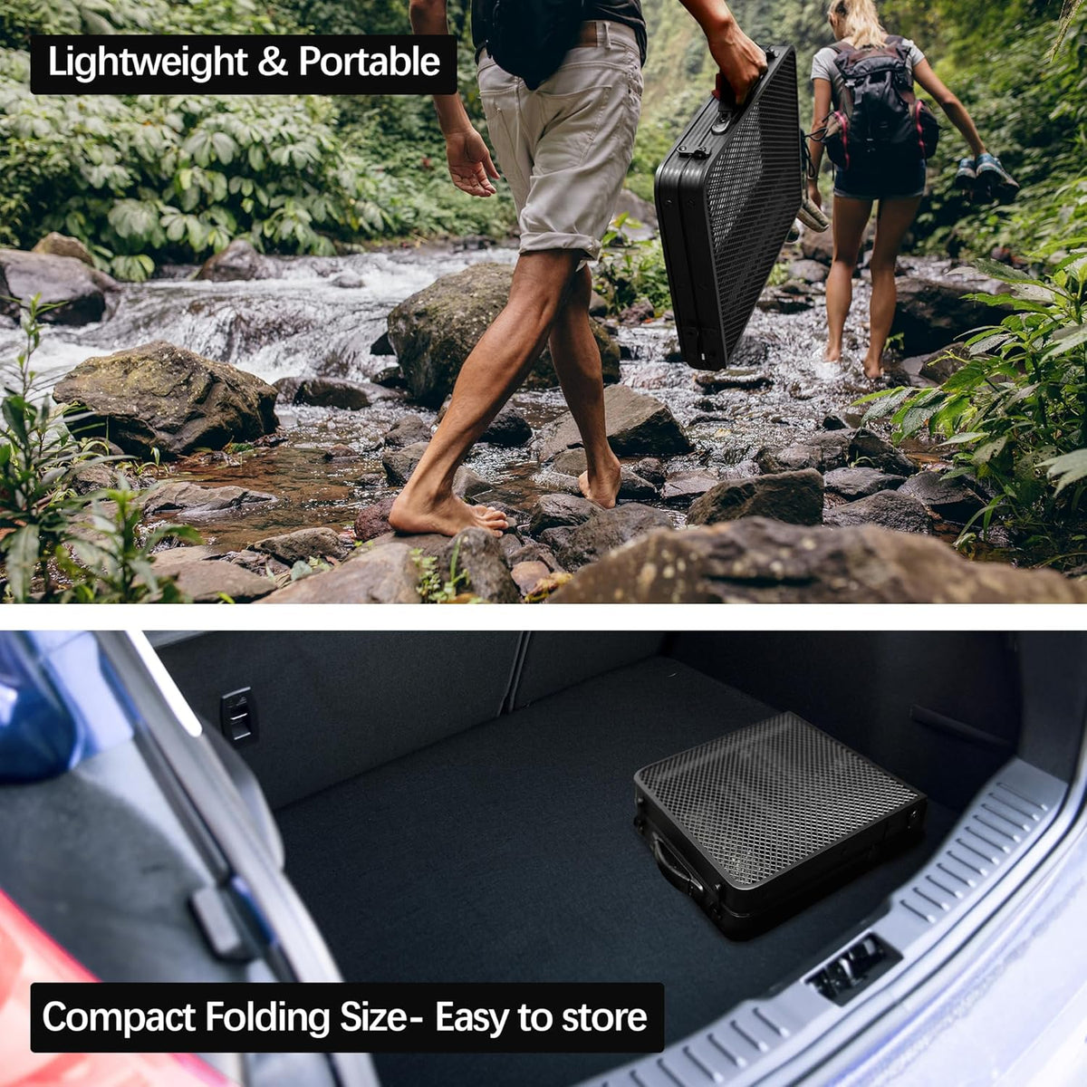 Small Folding Table for Camping Picnic Grill,Garden BBQ Side Table-Portable Lightweight,Compact,Height Adjustable Patio Outdoor Table with Carry Bag