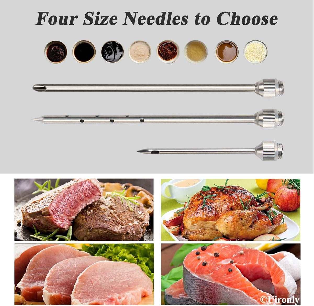 Meat Injector,Turkey Seasoning Injection Kit with 3 Professional Marinade Injector Needles for Grill Smoker BBQ Brisket; Include User Manual, E-Book - Storage Case