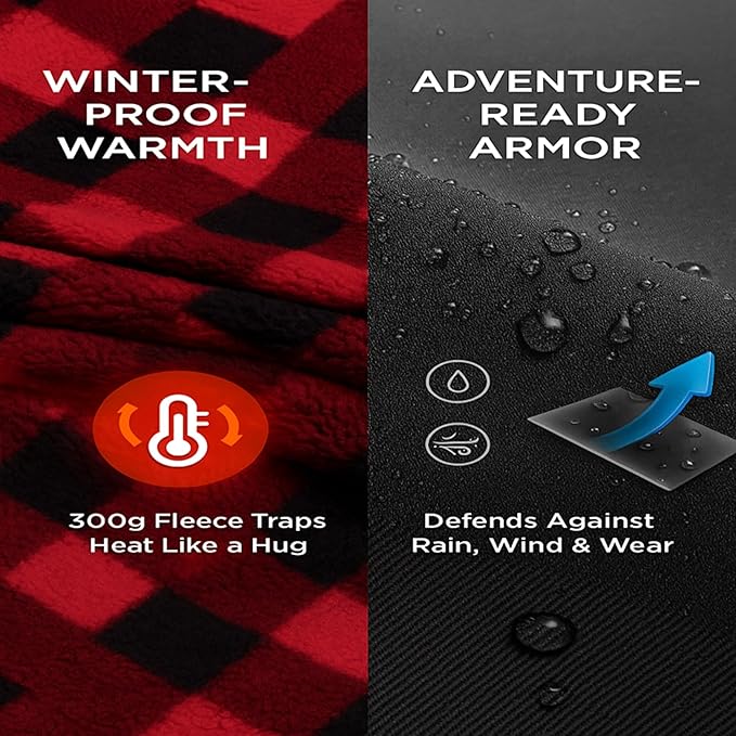 CITYBONFIRES The Chair Blanket™ Reversible Waterproof with Sherpa Lining – Portable Outdoor Cover for Camping, Sports & Patio – Folds into Carry Pouch with Strap - Buffalo Plaid