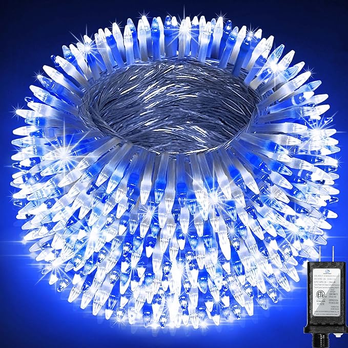 750 LED 246FT Christmas Lights Outdoor, Super Long Waterproof Christmas String Lights with 8 Modes, Christmas Tree Lights with Timer Memory for Fence Garden Xmas Wedding Party Decor Blue & Cool White