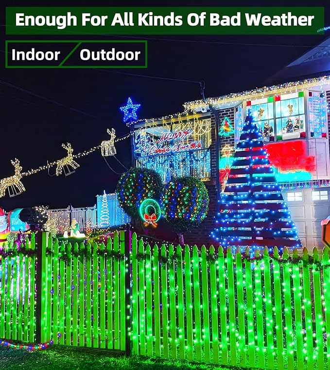 750 LED Outdoor Christmas Lights Decorations, 246ft Green Wire LED Christmas String Lights with Timer Memory, Twinkle Lighs for Indoor Outdoor Xmas Party Christmas Tree Wedding Garden Patio Green