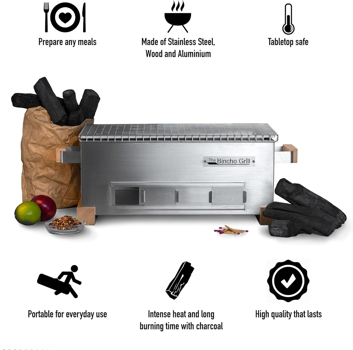 MG-168 Mini Yakitori Grill – Japanese Style Tabletop Charcoal Hibachi BBQ – Portable Binchotan Grill for Authentic Japanese Grilling – Perfect for Outdoor, Camping, or Home Use