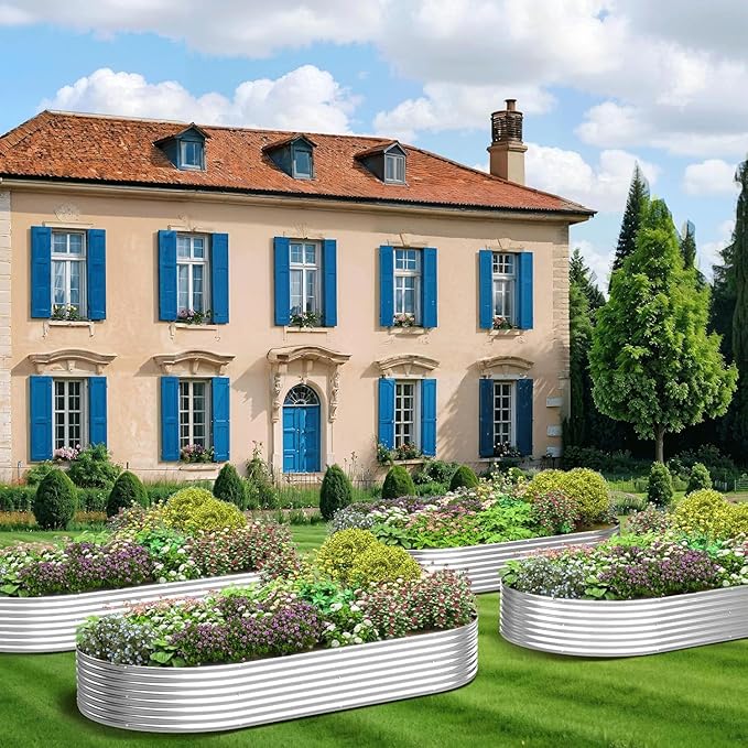 3 Pack Galvanized Raised Garden Bed Outdoor,Metal Garden Bed for Vegetables,Steel Raised Beds for Gardening,Above Ground Garden Box for Flower-50x20 inch