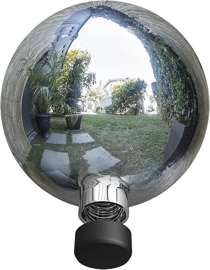 Alpine Corporation 10" Diameter Indoor/Outdoor Glass Gazing Globe Yard Decoration, Silver