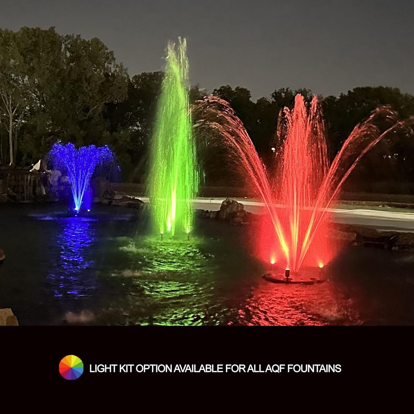 HALF OFF PONDS Floating Fountain – 1.75 HP Pond Aerator, 200' Cord – 14,800 GPH Water Pump – 11 Spray Patterns - Color-Changing LED Lights & Control Box - for Large Ponds, Lakes & Water Gardens